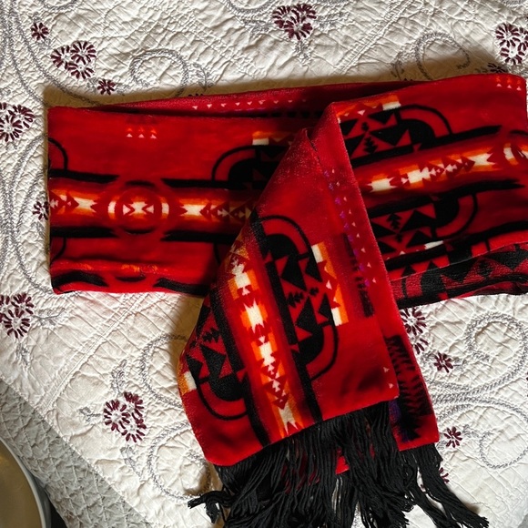 Accessories - Red Patterned Scarf